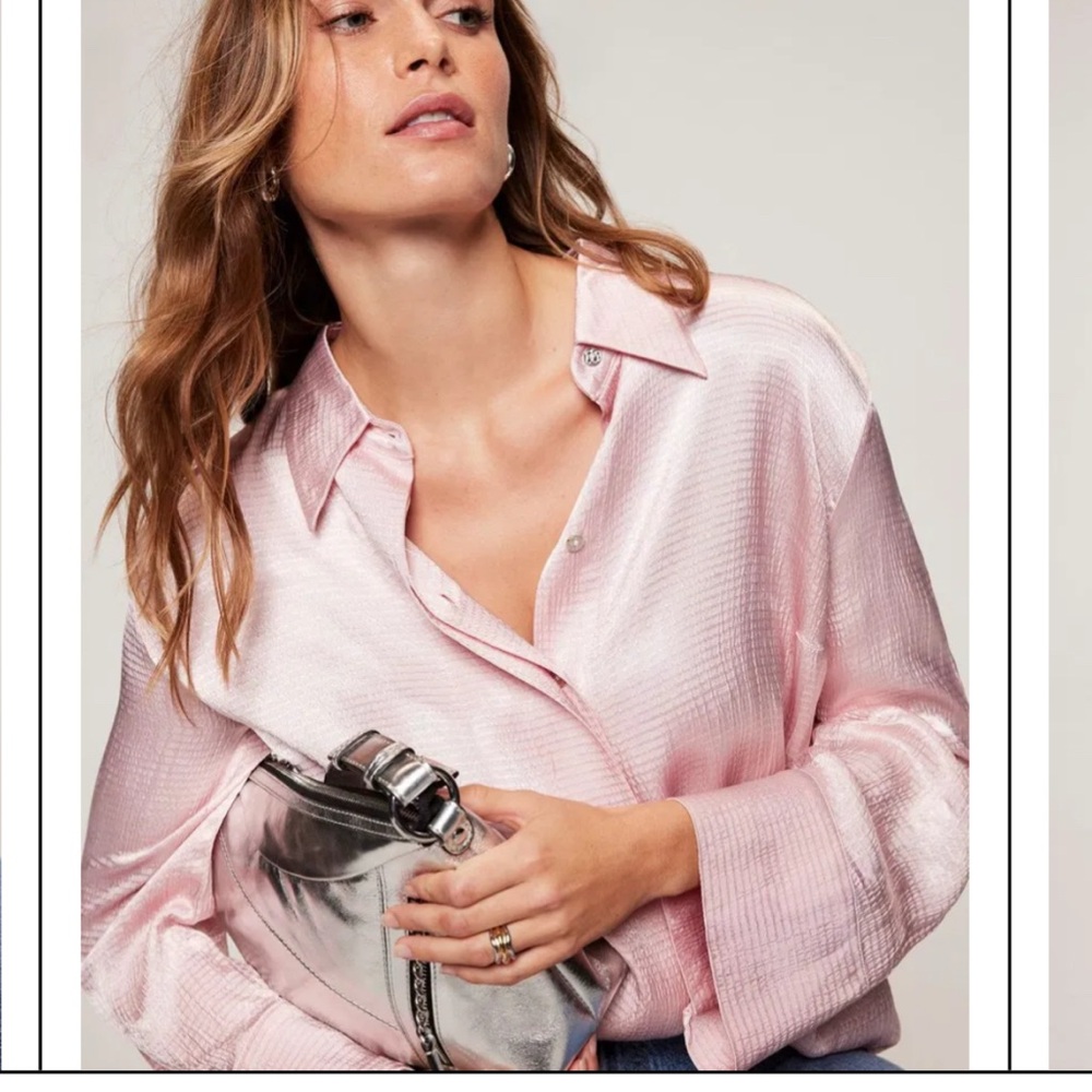 SOLD Mint velvet Pink Button Down oversize Shirt
Satin like fabric